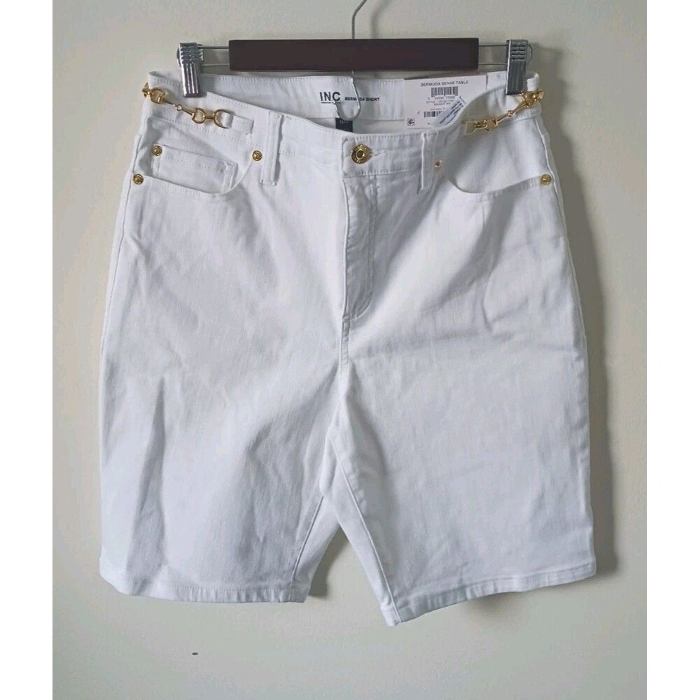 International Concepts Womens Bermuda Shorts White Denim High Rise‎ Size 12